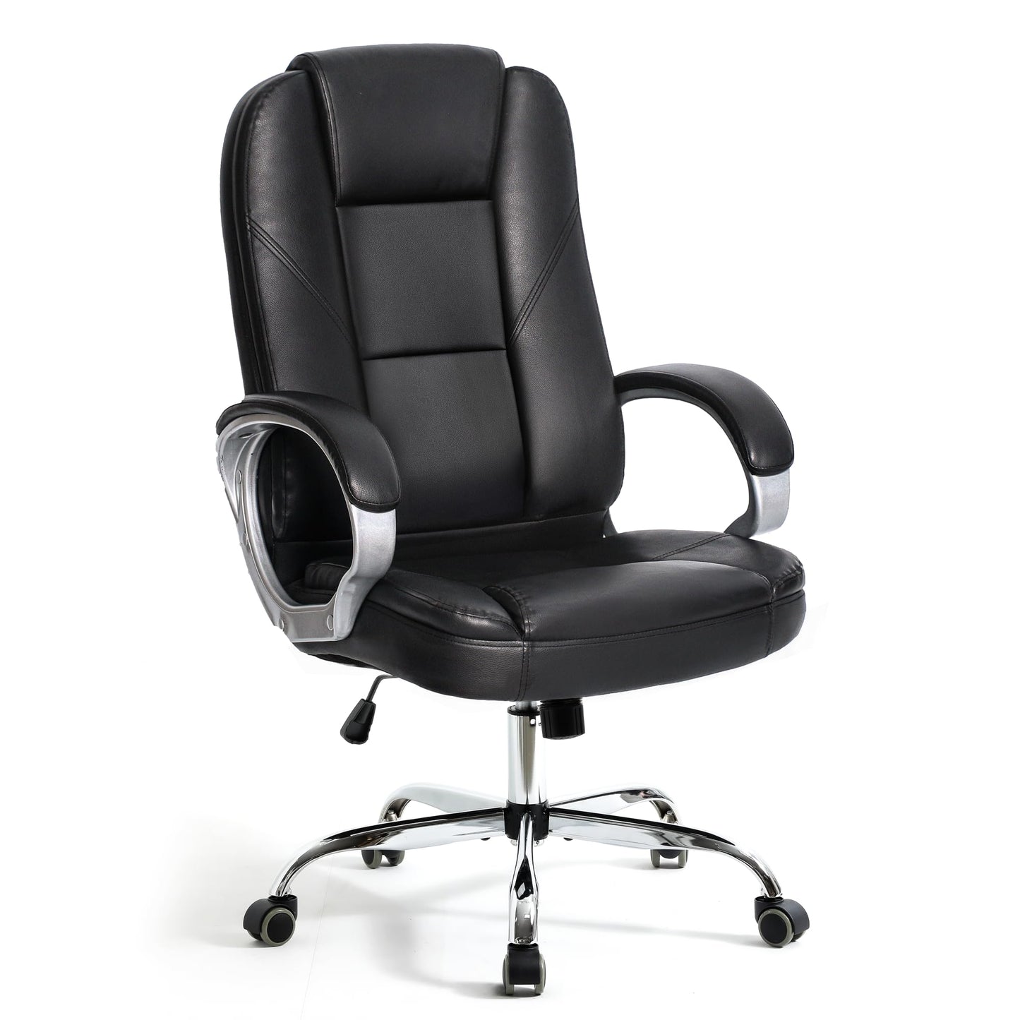 NEO CHAIR Office Desk Ergonomic Gaming Chair High Back Adjustable Computer Chair with Wheels and Lumbar Support Comfy Leather Executive Swivel (Jet Black)