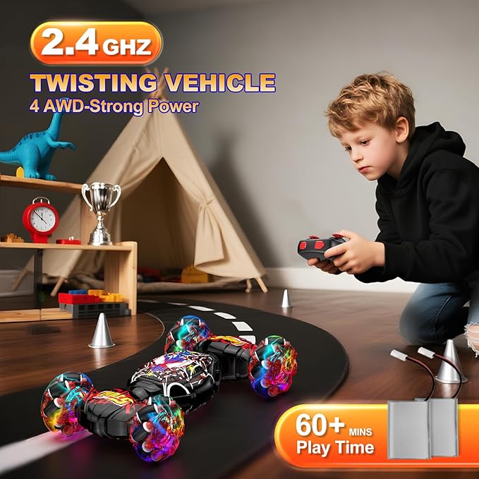 Nikuku Gesture Sensing RC Stunt Car - 4WD Hand Controlled Remote Control Car with 360° Rotation 2.4GHz Drift Toy for Kids Ages 6 7 8-12 13 Year Olds - Best Birthday Gifts for Boys Girls