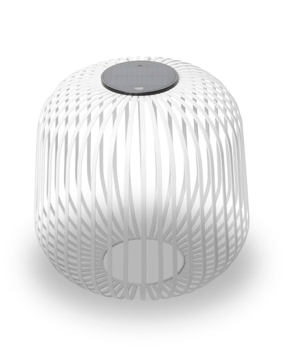 LUUK Studio Solis Wireless Solar LED Accent Lamp, Warm White Dimmable Light, Water Resistant, Indoor Outdoor Use, USB-C Rechargeable, Living Room, Patio, Soft Luxury Style, White, Size L