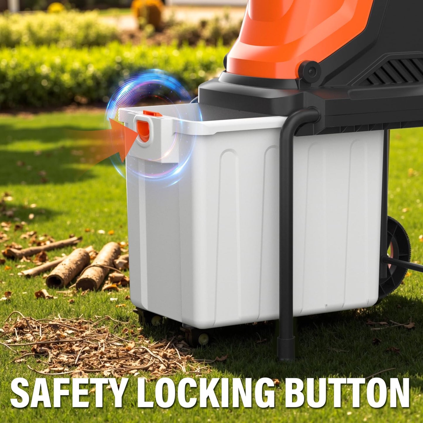 MAXLANDER 15-Amp Electric Wood Chipper Shredder with 50L Collection Bin, 1.8-Inch Cutting Diameter for Yard Waste & Branches, Efficient Mulcher for Composting, 15:1 Reduction Ratio
