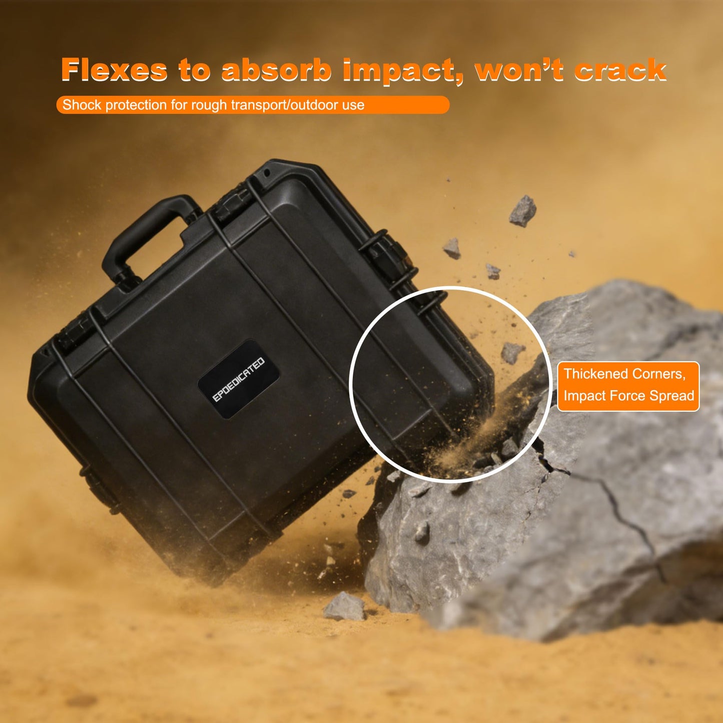 EPDEDICATED Hard Protective Case with Custom Pick-and-Pull Foam - Waterproof Shockproof Equipment Storage, 17.99x16.38x6.02 Inches, Black
