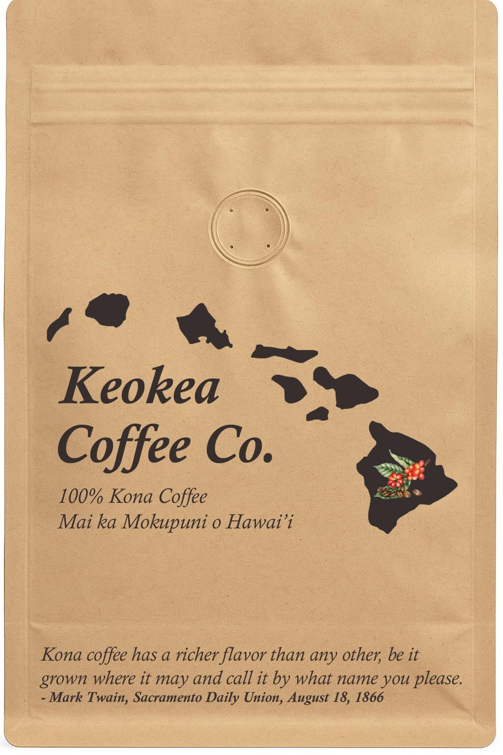 100% Kona Coffee - Ground - Medium Roast - 1 lb (16oz) - Farm Fresh - Grown and Packaged on the Big Island of Hawaii - Keokea Coffee Co.