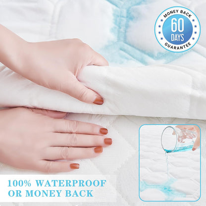 Skiennix Twin Mattress Protector - Waterproof & Hypoallergenic Bed Cover | Soft, Washable Quilted Pad with Deep Pockets up to 21 Inches