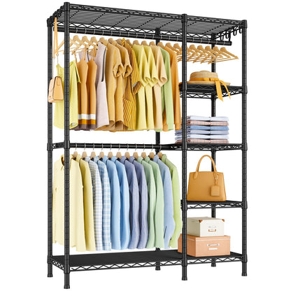Ulif F2 Clothes Rack, 5 Tiers Heavy Duty Garment Rack for Bedroom, Freestanding Adjustable Closet Storage Organizer, 46.1" W x 15.4" D x 78.3" H, Load 630lbs, Upgraded Black