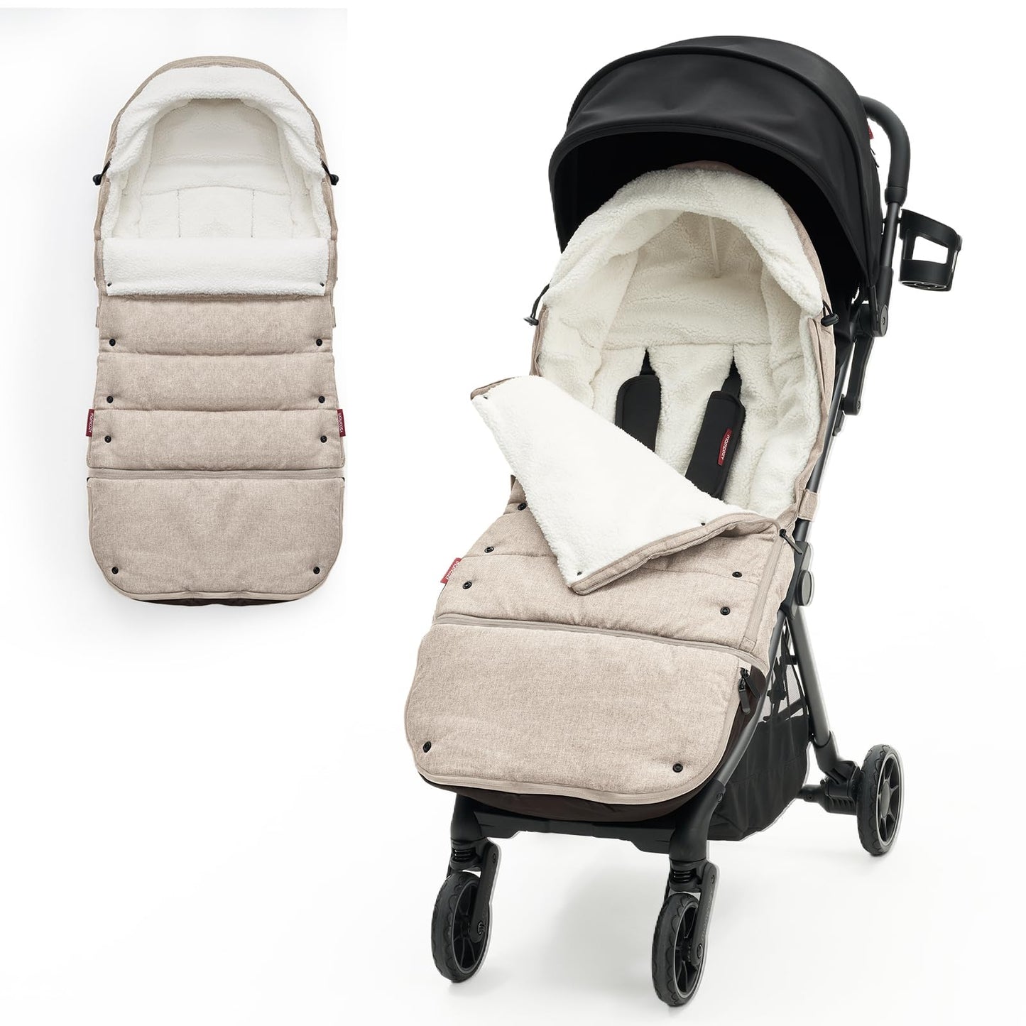 Momcozy Stroller Footmuff Universal | Easily Attaches to Most Strollers | Ultra-Plush,Weather-Proof Stroller Sleeping Bag | Deluxe Warm Stroller Bunting Bag | Extendable Cover Winter | Adjust-Buckle