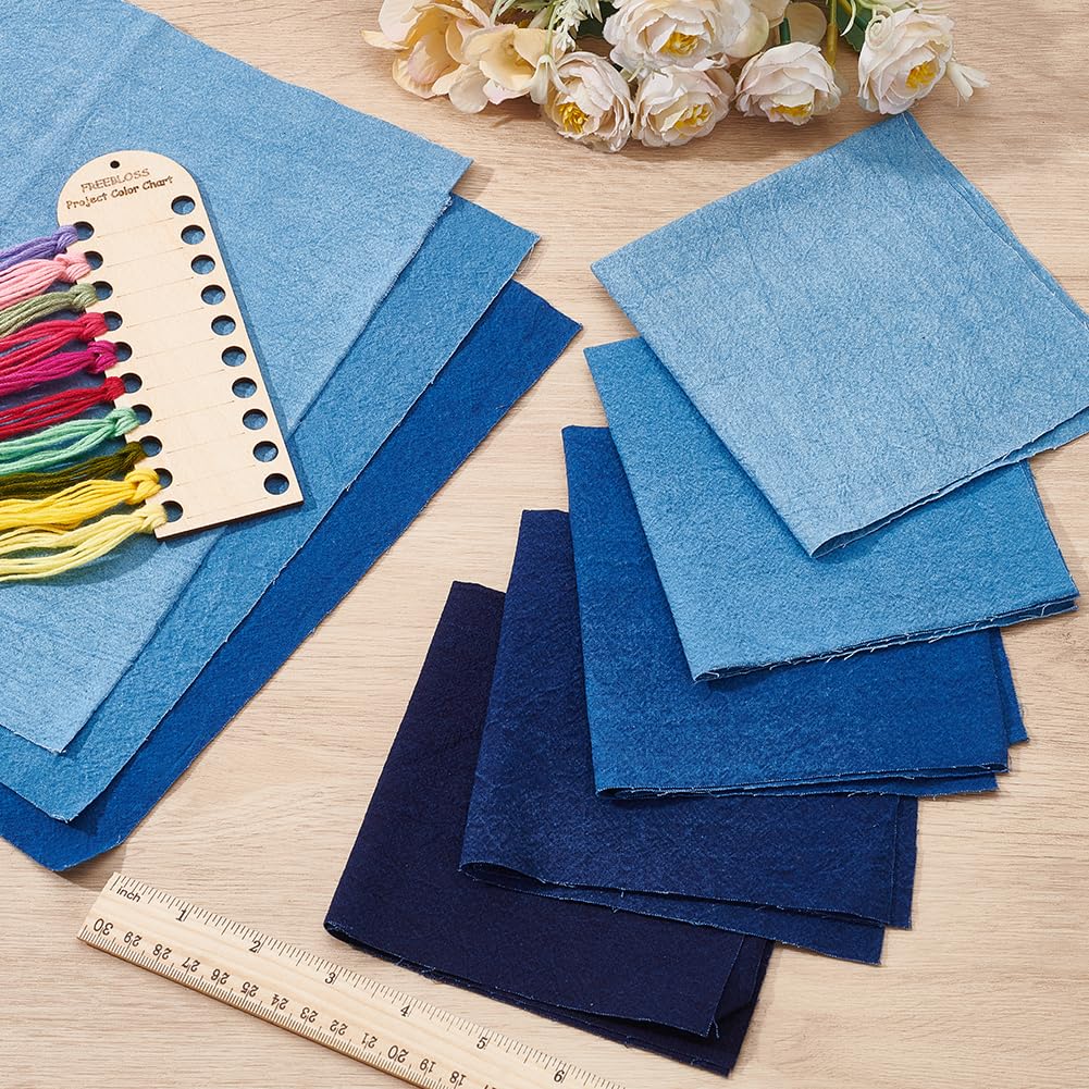 FREEBLOSS 10Pcs Sashiko Fabric Sashiko Mending Kit Patchwork Cotton Quilt Fabric Pre-Cut for Sewing Quilting Supplies Fabrics Squares 9.84 * 9.84''