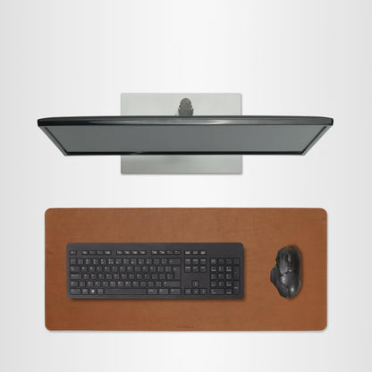 DAREhue Full Grain Genuine Leather Desk Pad – Toffee Tan Brown (L) - Premium Desk Mat with Non-Slip Backing, Thick 3mm, Office Desk Protector for Work & Gaming (Large 27.6 x 11.8 inch)