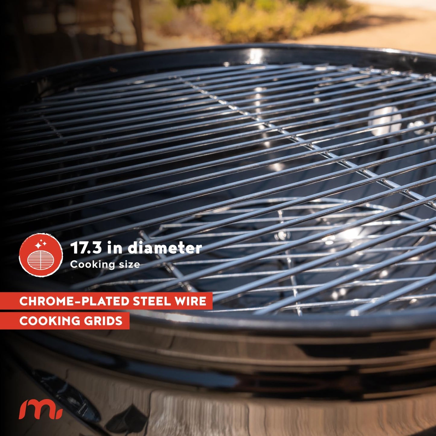 Megamaster Vertical 18 Inch Charcoal BBQ Smoker, 4-in-1 Portable Outdoor Grill with Adjustable Air Vent, 600 SQ. In Cooking Area, Built-in Temperature Gauge, BBQ Grill for Camping, Picnics - 810-36014