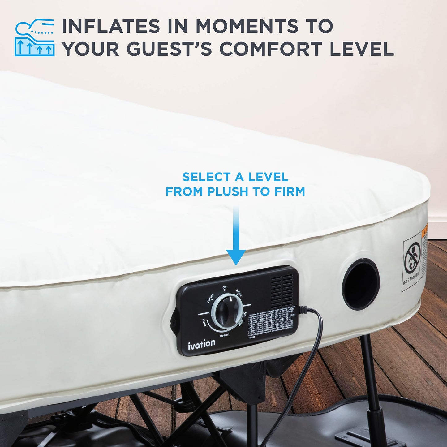 Ivation EZ®-Bed (Queen) Inflatable Air Mattress with Frame & Built-in Pump - 3 Min Self Inflate/Deflate - Raised Blow up Bed with Legs, Auto Shut Off, Premium Coil Design, Wheeled Portable Case