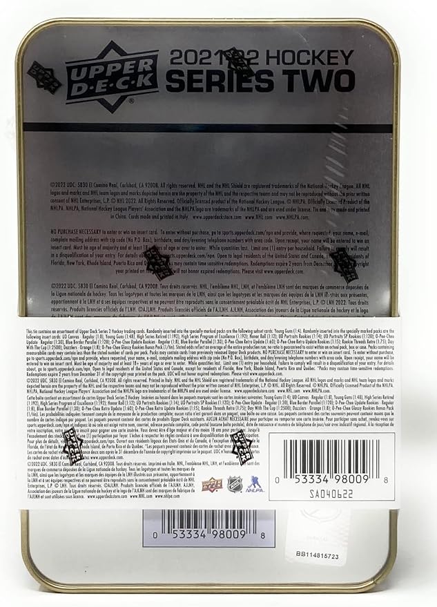 Upper Deck 2021-22 Series 2 Hockey Cards Collector's Tin