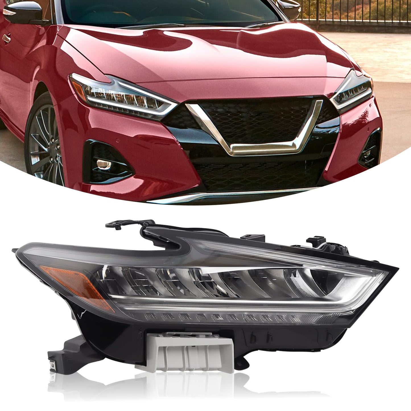 YEQSHNG RH LED Headlight Assembly Compatible With 2019 2020 2021 Nissan Maxima Headlamp Right Passenger Side NI2503269 260109DJ0B