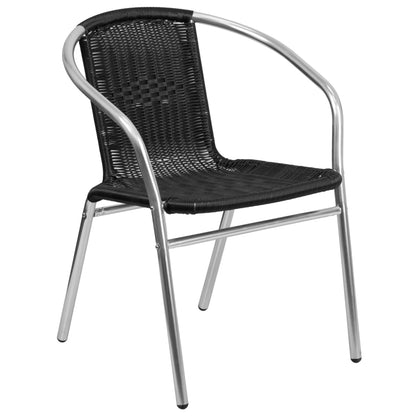 Flash Furniture Lila 27.5'' Square Aluminum Indoor-Outdoor Table Set with 4 Black Rattan Chairs