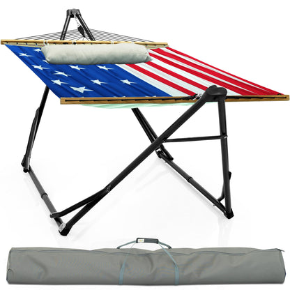 Tranquillo Unity with Hammock Stand, 800 lbs Capacity Steel Double Hammock Stand for 2 Persons, Premium Pre-Assembled Stand for Indoor Outdoor (American Flag)