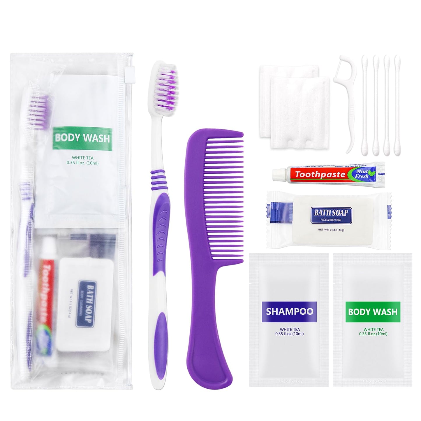 Pack of 100 Hygiene Kit, Toiletry Kit Bulk, Individually Packed, Travel Disposable Hygiene Kit, Homeless Care Package Supplies,Suitable for Hotel, Camping, Travel