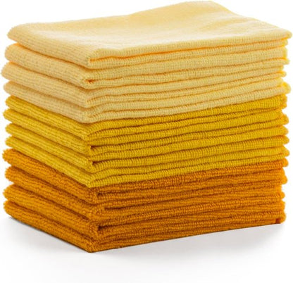 BINO Microfiber Cleaning Towels - Ultra Absorbent Yellow Ombre - 15x15 Inches | 12 Pack All-Purpose Set
