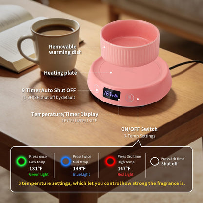 Lyty 4-in-1 Wax Melt Warmer, Candle Warmer with Delay Start Timer, Fragrance Scented Wax Melter Wax Cube Warmer with 3 Color Light for Home Bedroom Spa Office, 8H Auto Shut Off (Pink)