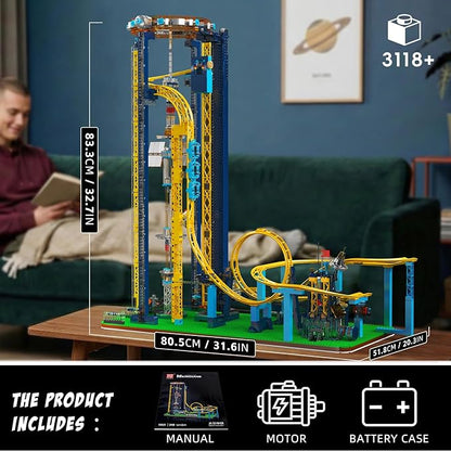 Mould King 11031 Roller Coaster Building Kit Space Elevator Track Construction Blocks Toys with Motors Ideal Gift Toy for Adult (3118 Pieces)