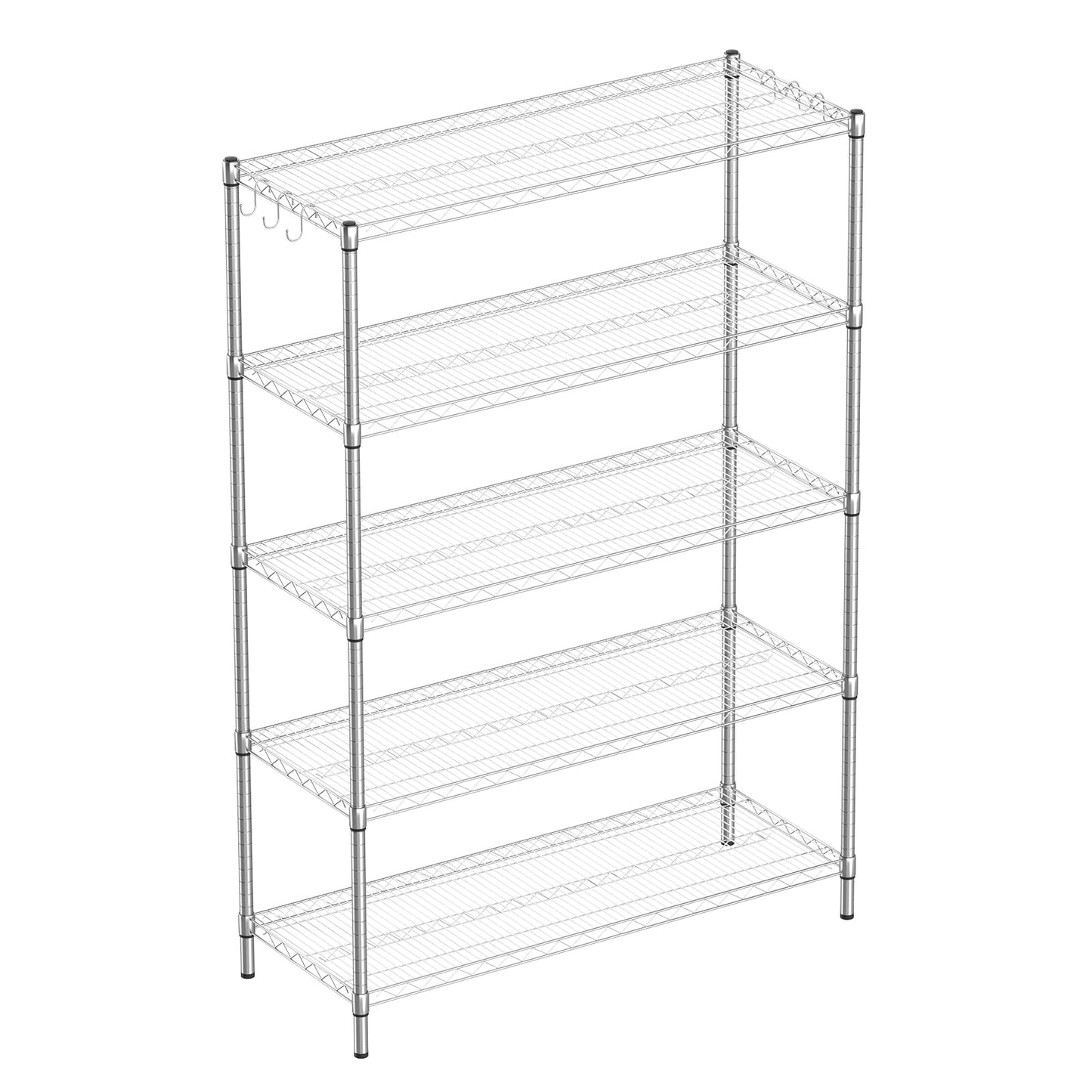 Guan River 5-Shelf Adjustable Metal Shelf Wire Shelving Unit Heavy Duty Storage Rack Display Shelf for Office,Kitchen,Bedroom,Bathroom,Laundry,Pantry Basement,Garage(Chrome,48" L x 18" W x 72" H)