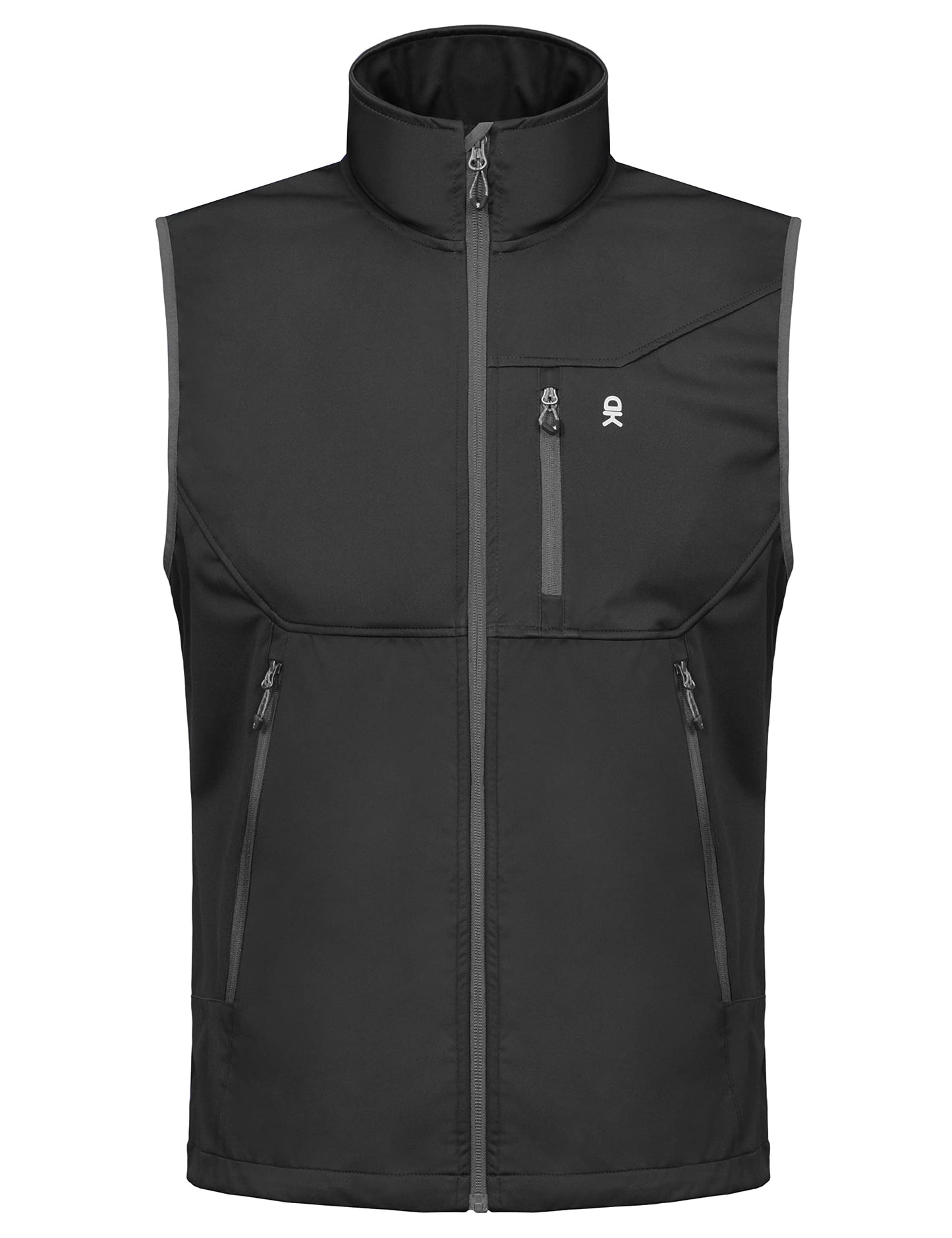 Little Donkey Andy Men's Lightweight Softshell Vest Windproof Sleeveless Jacket for Travel Hiking Running Golf Black L