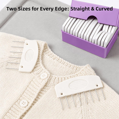 Nyuemystery 40 Pcs Blocking Combs Kit, Knit Blockers and Pins for Blocking Knitting, Crochet, Sewing Lace, Needlework Projects (White)