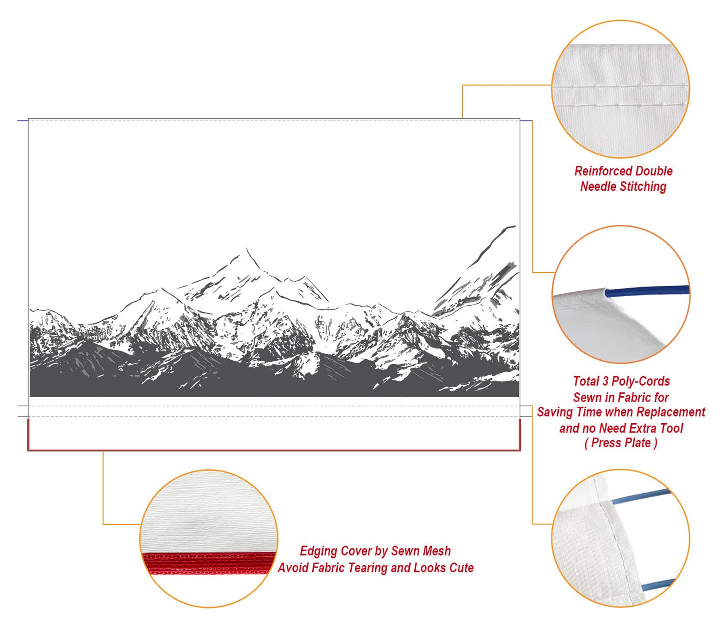 Leaveshade RV Awning Fabric Replacement Motorhome Camper Trailer Awning Fabric Super Heavy Vinyl Coated Polyester 15'3''(Fit for 16' Awning)- Mountains (Custom Looking)