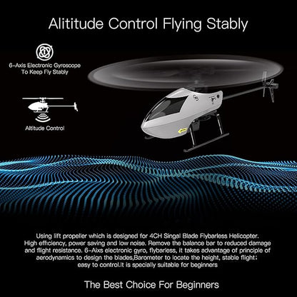 GoolRC C129 V2 RC Helicopter 4 Channel Remote Control Helicopter with 6-Axis Gyro 2.4GHz RC Aircraft with 3D Flips Altitude Hold One Key Take Off/Landing and 2 Batteries for Adults and Beginners
