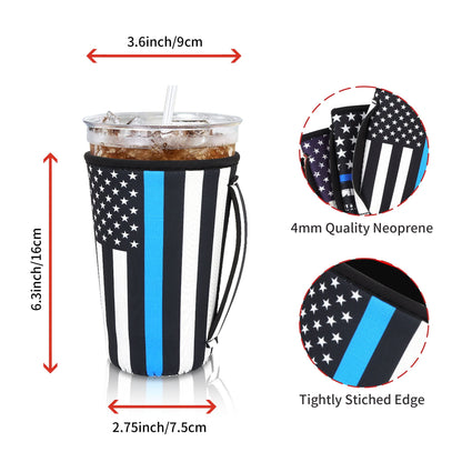 4Pack Reusable Iced Coffee Sleeve Insulator Sleeves for Cold Drinks Beverages, Neoprene Cup Holder With Handle for Most Coffee, Fits 30-32 Oz Large Cups (Mandala with Handle)