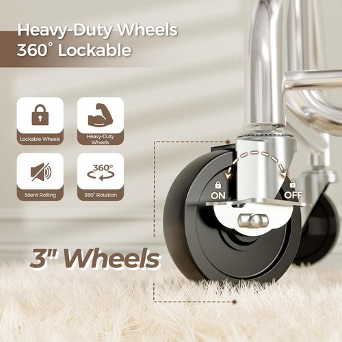 HYSEYY Rolling Clothes Rack - Sturdy Metal Garment Rack with Wheels | 350 LBS Capacity, Silver, Large