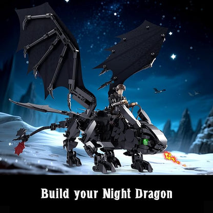 JOJO&ampPeach Night Dragon Building Sets for Boys Aged 10+ Buildable Toy Kit for Home Décor &amp Display Birthday Gift for Teens Adults Girlfriend Mom Wife(940 Pieces)