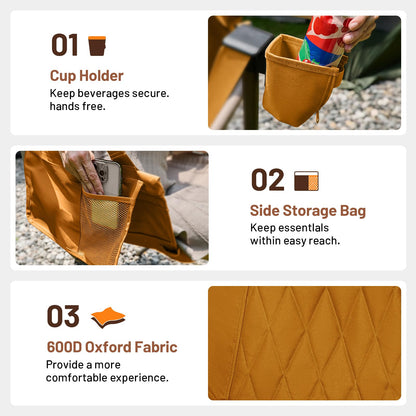 Timber Ridge Hammock Camping Chair with Adjustable Backrest, Heavy Duty Folding Hammock Chair Supports 300lbs, Portable Hammock Chair for Camping, Travelling and Patio, Orange 2 Pack