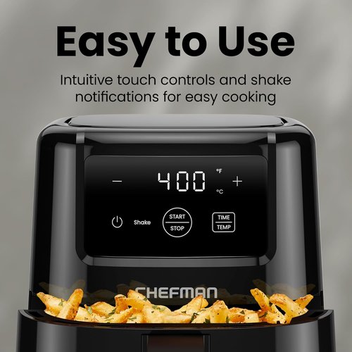 CHEFMAN 2 Qt Mini Air Fryer - Digital Compact Design with Nonstick Basket & Timer | Quick Meals in Black