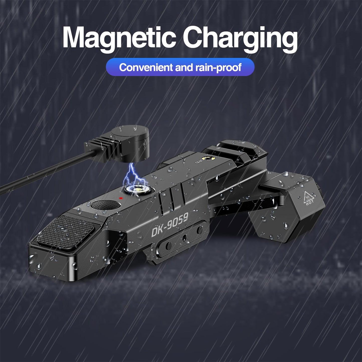 DARKFANG 1450 Lumen Tactical Flashlight with Green Laser Beam Combo, Low Profile Design Rechargeable Weapon Light for Picatinny Rail