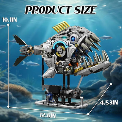 Mechanical Lantern Fish Building Set Sea Animal Model Kit with Lights Ideas Ocean Building Set for Home Office Decor Ideas Toy Gift for Teens Adults 14+ (1085PCS)