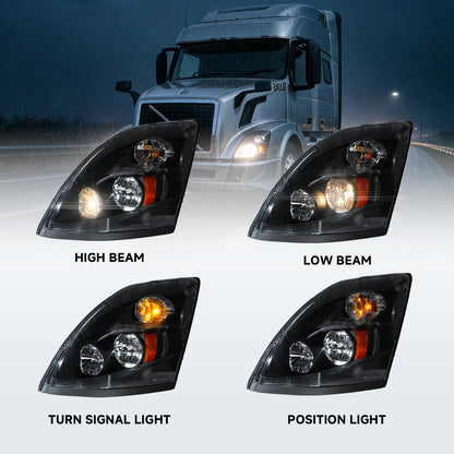 EVERESTHD Pair Performance Headlights Fit for Volvo VNL 2004-2018 Included All Bulbs Driver and Passenger Side 12V