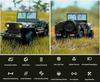YIKESHU Remote Control Car 2.4Ghz 4WD Off Road RC Truck Vehicle with Linked Lights Rc Crawler 1:10 All Terrain Remote Control Trucks RTR Hobby RC Car for Adults Indoor Outdoor Rc Cars
