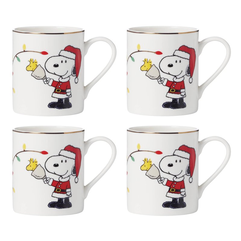 Lenox 896325 Snoopy Christmas Mugs, Set of 4
