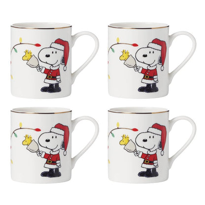 Lenox 896325 Snoopy Christmas Mugs, Set of 4