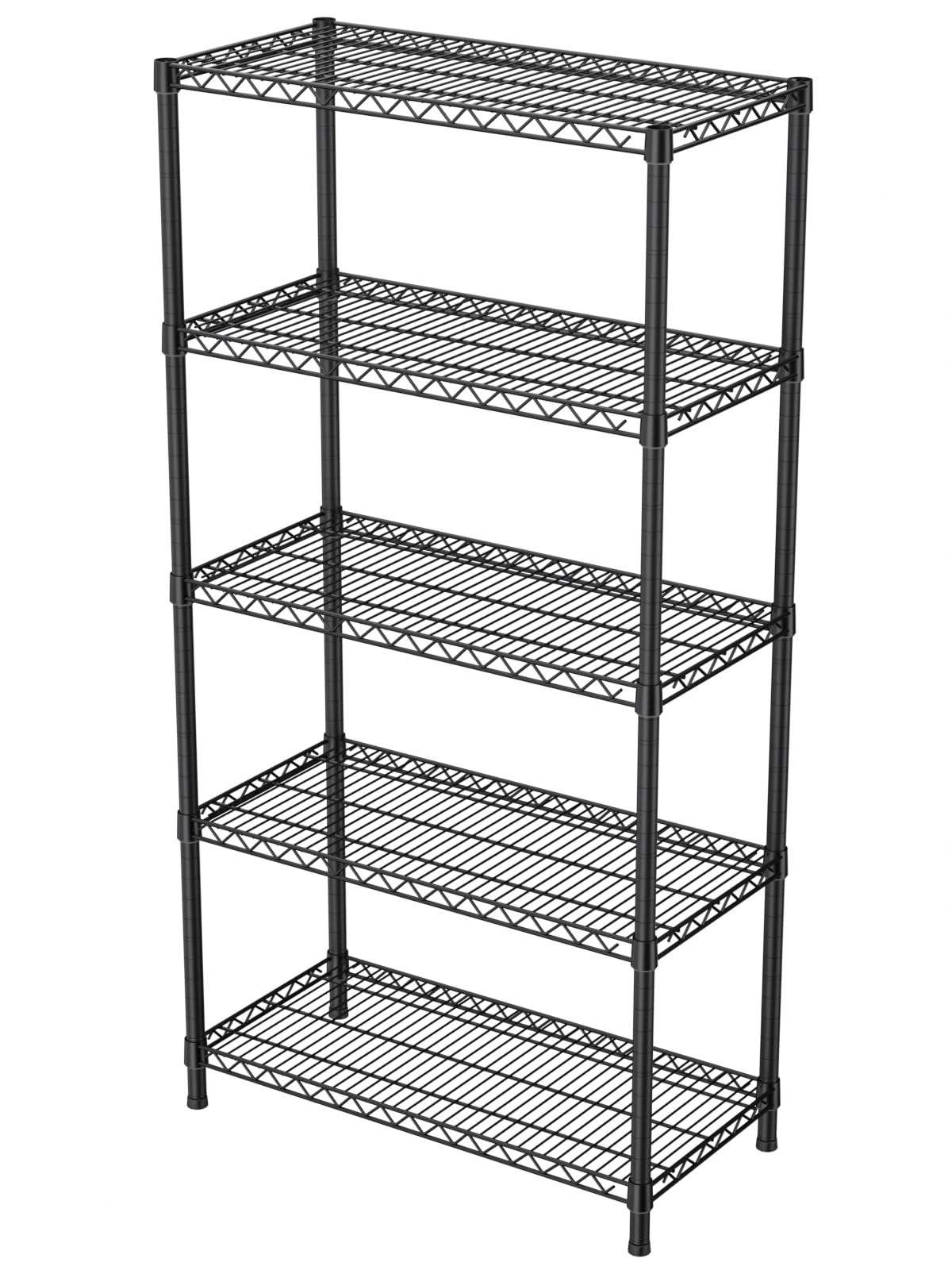 Golpart 5 Tier Heavy Duty Adjustable Storage Shelf Organizer Storage Metal Shelves Garage Wire Shelving Unit Pantry Rack 18" D x 36" W x 71.25" H,Black