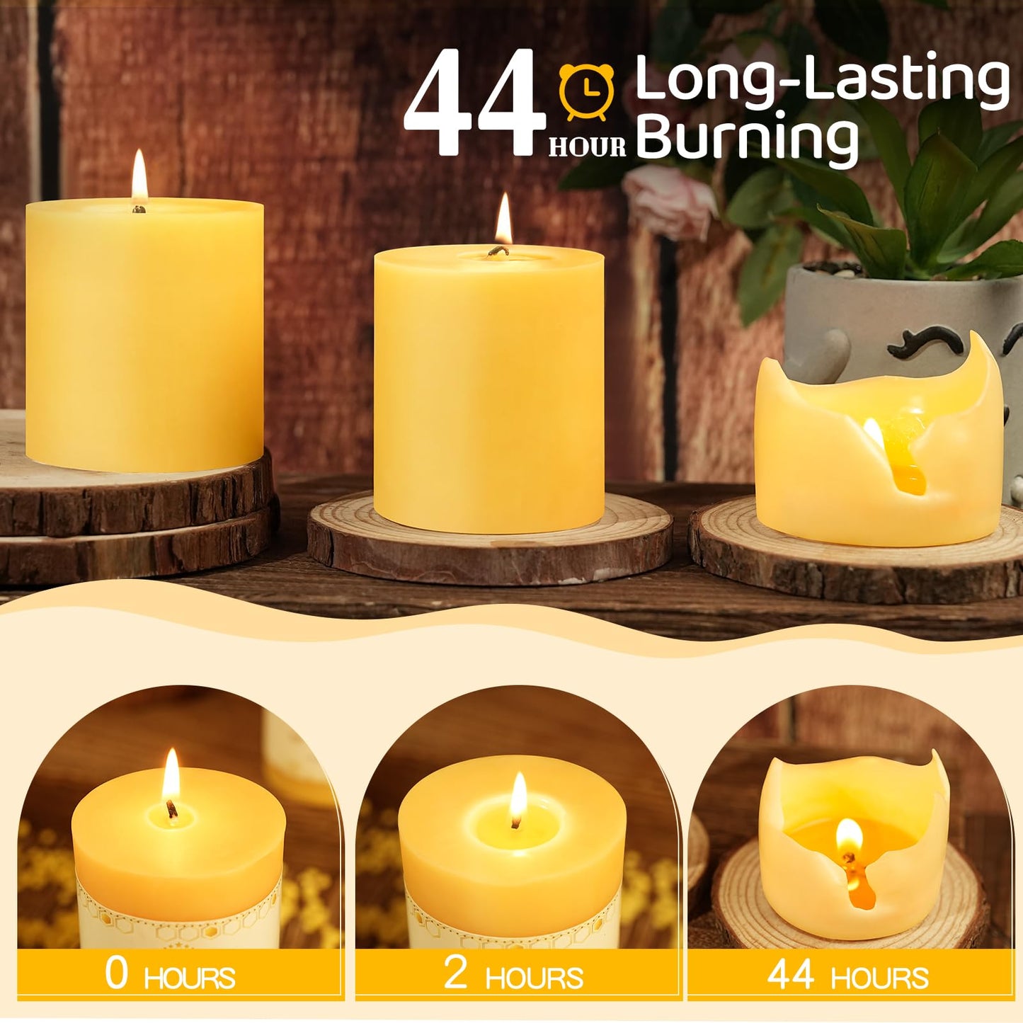 1 Pack 100% Pure Beeswax Candles,45 Hours Long Burning-Natural Beeswax Pillar Candles for Emergency,Unscented Bees Wax Candles for Home,Paryer,Parties,Pillar Candle Bulk 2.8x3in