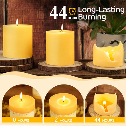1 Pack 100% Pure Beeswax Candles,45 Hours Long Burning-Natural Beeswax Pillar Candles for Emergency,Unscented Bees Wax Candles for Home,Paryer,Parties,Pillar Candle Bulk 2.8x3in