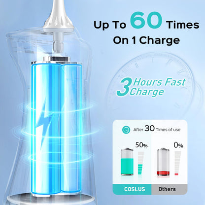 COSLUS Water Dental Flosser Pick for Teeth: 4 Modes Cordless Portable 300ML Larger Tank Water Teeth Cleaner IPX7 Waterproof Flossing Cleaning Picks for Home Travel Black C30(FC5360)