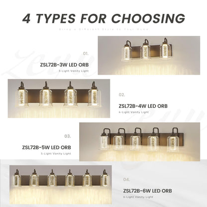 zeyu 3-Light LED Vanity Light, 15W, Crystal Bubble, 20.5 Inch, Oil Rubbed Bronze Finish, Model ZSL72B-3W ORB-1