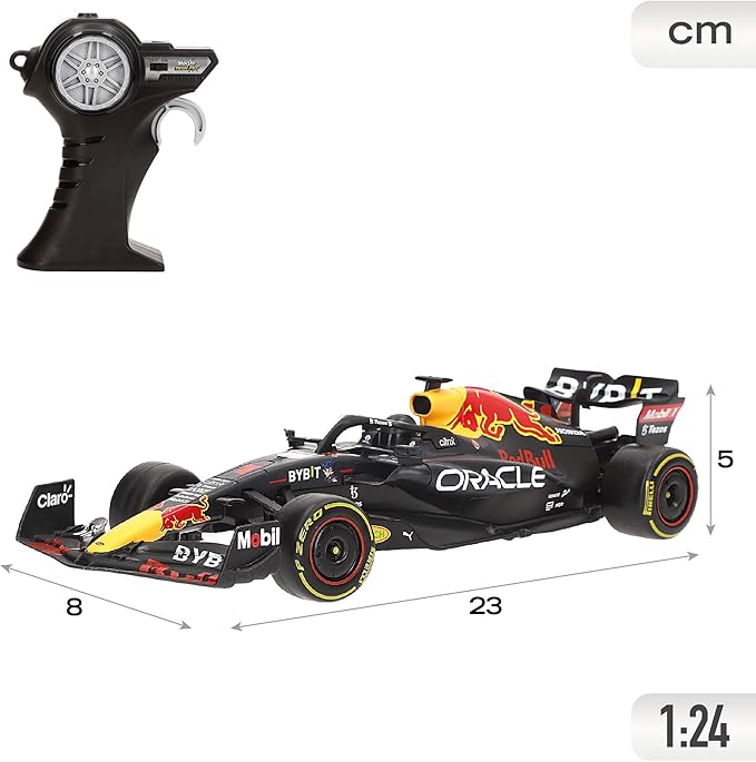 Maisto Tech R/C F1 Red Bull Racing RB18 (2023): 1:24 Scale Remote Control Car Faithful Formula 1 Car 2.4 GHz Pistol Grip Control 23 cm Black (582356)
