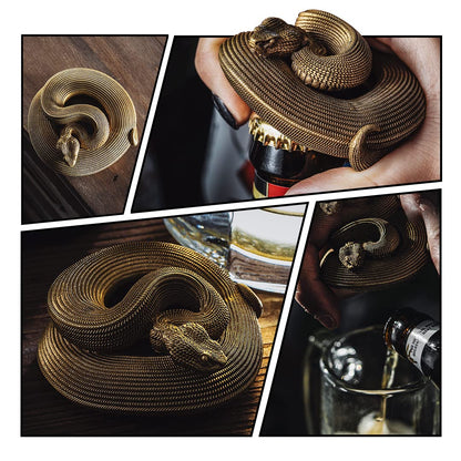 COPPERTIST.WU Viper Bottle Opener – Handmade Brass Snake Beer Opener, Artistic Bar Tool for Home Bar, Gothic Desk Decor, Collectible Bartender Gift for Men