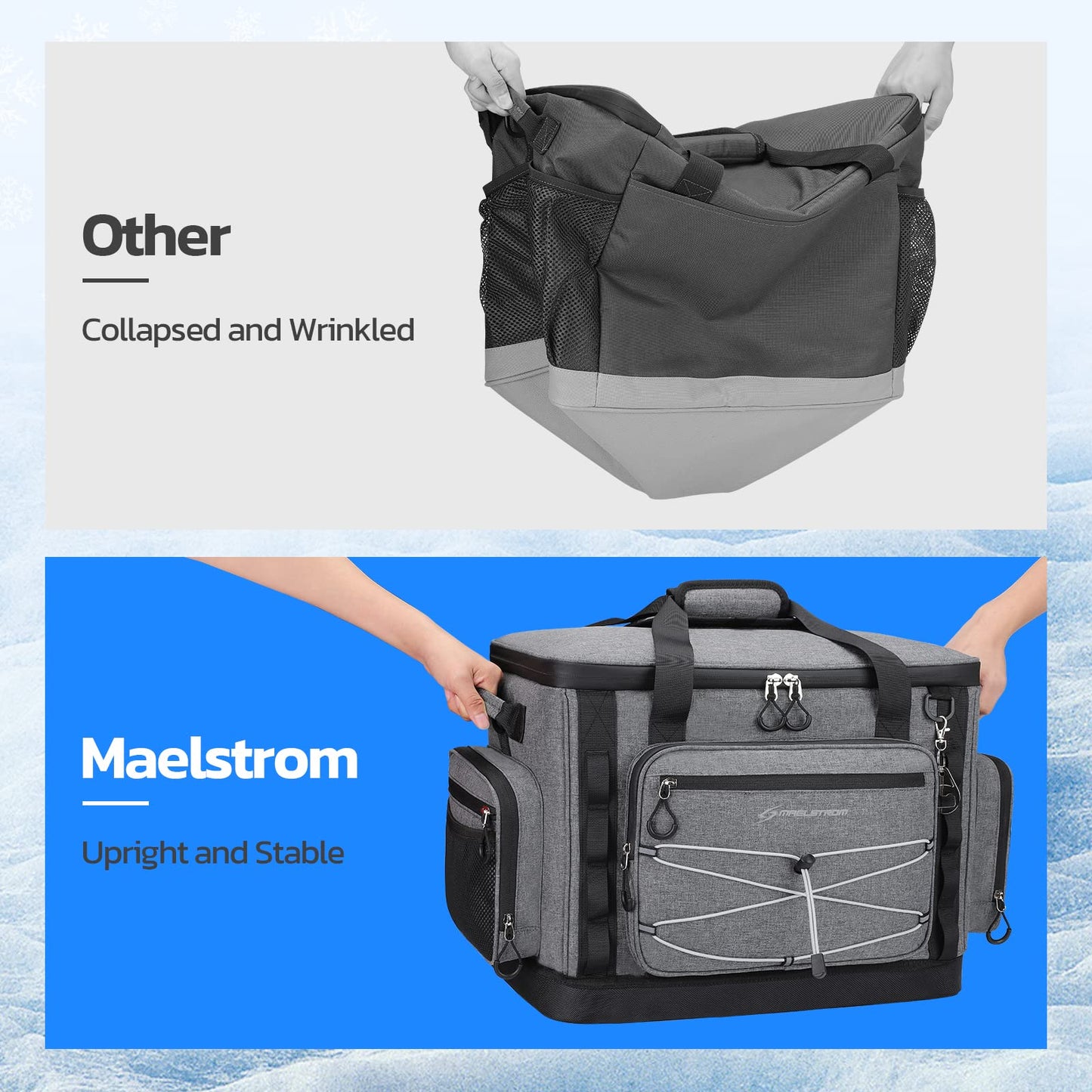 Maelstrom 80 Can Soft Sided Cooler Bag, Insulated Hard-Bottom, Leakproof, Portable, Gray