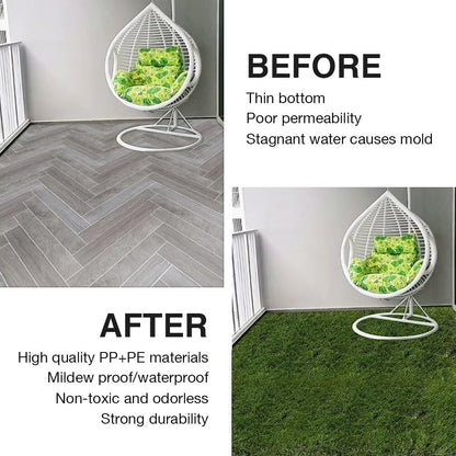 XLX TURF Interlocking Artifical Grass Tiles 18 PCS - 12"x12" Fake Grass Square for Dog Potty Kennel - Indoor Outdoor Turf Self-draining Deck Flooring Decor Balcony Patio - U Shape Buckle System