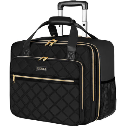 Ytonet Rolling Briefcase for Women, Extra Large Rolling Laptop Bag Fits 18 Inch Laptop, Computer Bag with wheels for Work Travel College Business Overnight Wife Mom Teacher, Black Brown