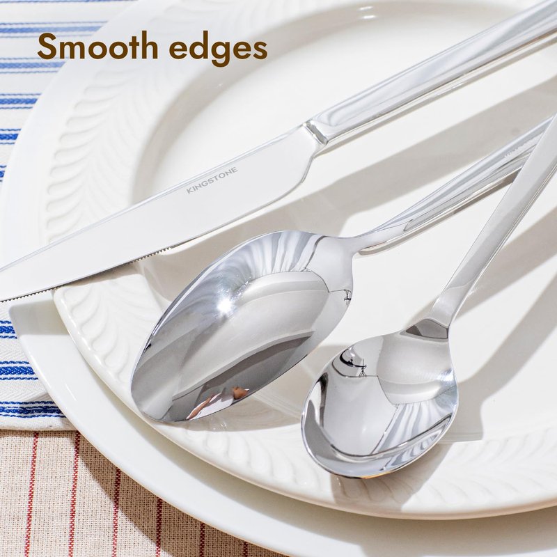 KINGSTONE Silverware Set, 30-Piece Flatware Cutlery Set Premium Stainless Steel, Service for 6, for Kitchen, Home, Wedding, Party, Mirror Polished and Dishwasher Safe