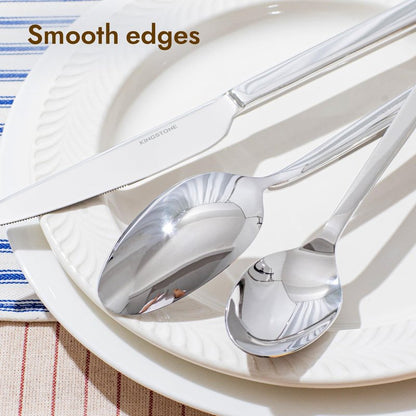 KINGSTONE Silverware Set, 30-Piece Flatware Cutlery Set Premium Stainless Steel, Service for 6, for Kitchen, Home, Wedding, Party, Mirror Polished and Dishwasher Safe