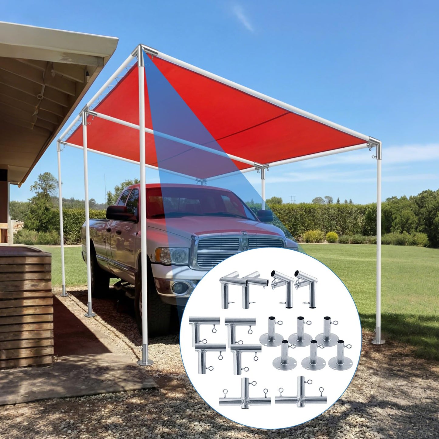 Frienda 6-Leg Lean-to Canopy Fittings for 1" EMT, 18 Pcs Lean to Carport Frame Connectors Kit DIY Project for Slant Roof Carport, Shed, Gazebo, Greenhouse, Shelter Deck, Pipes Not Included